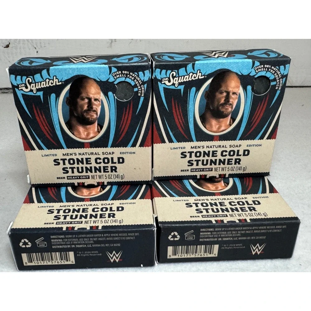 Dr Squatch Stone Cold Stunner Soap 4 Bar Lot WWE Steve Austin Heavy Grit‎ LE